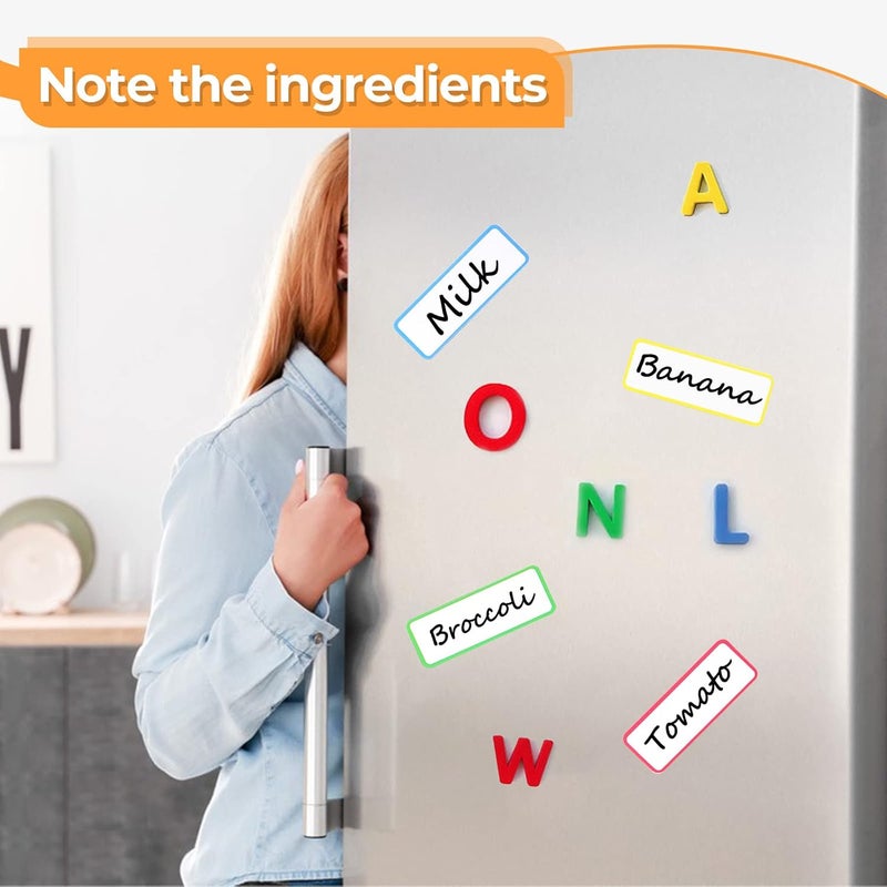 Mositear 162pcs Magnetic Dry Erase Labels Colorful Name Tags Flexible Reusable Magnetic Label Stickers for White Board Refrigerator Locker Size 3.2"x1.2" by - Image 4